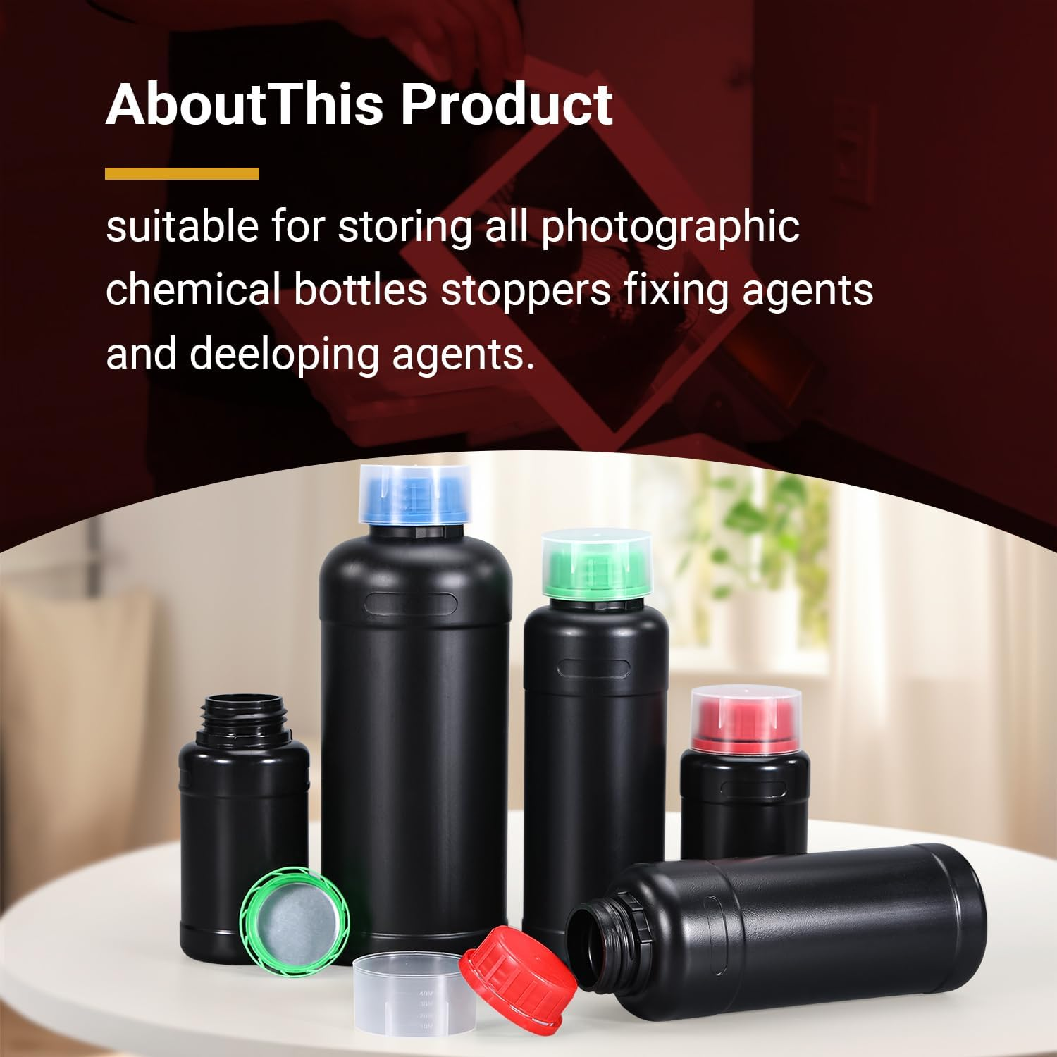 ASEVAT 16.9Oz/500Ml HDPE Darkroom Chemical Storage Bottles Photographic Plastic Containers with Lids Empty Liquid Container for Film Photo Developing Processing Equipment, Laboratories (3Pcs) image number 4