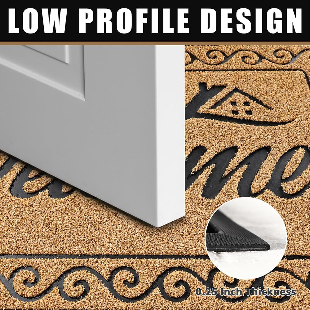 Yimobra Welcome Front Door Mat, Heavy Duty Easy Clean Doormat Indoor Outdoor, Waterproof Quick Dry Floor Mat for Home, Garage, Hign Traffic Areas, Non Slip, Low Profile, 29.5X17 Inches, Yellow image number 7