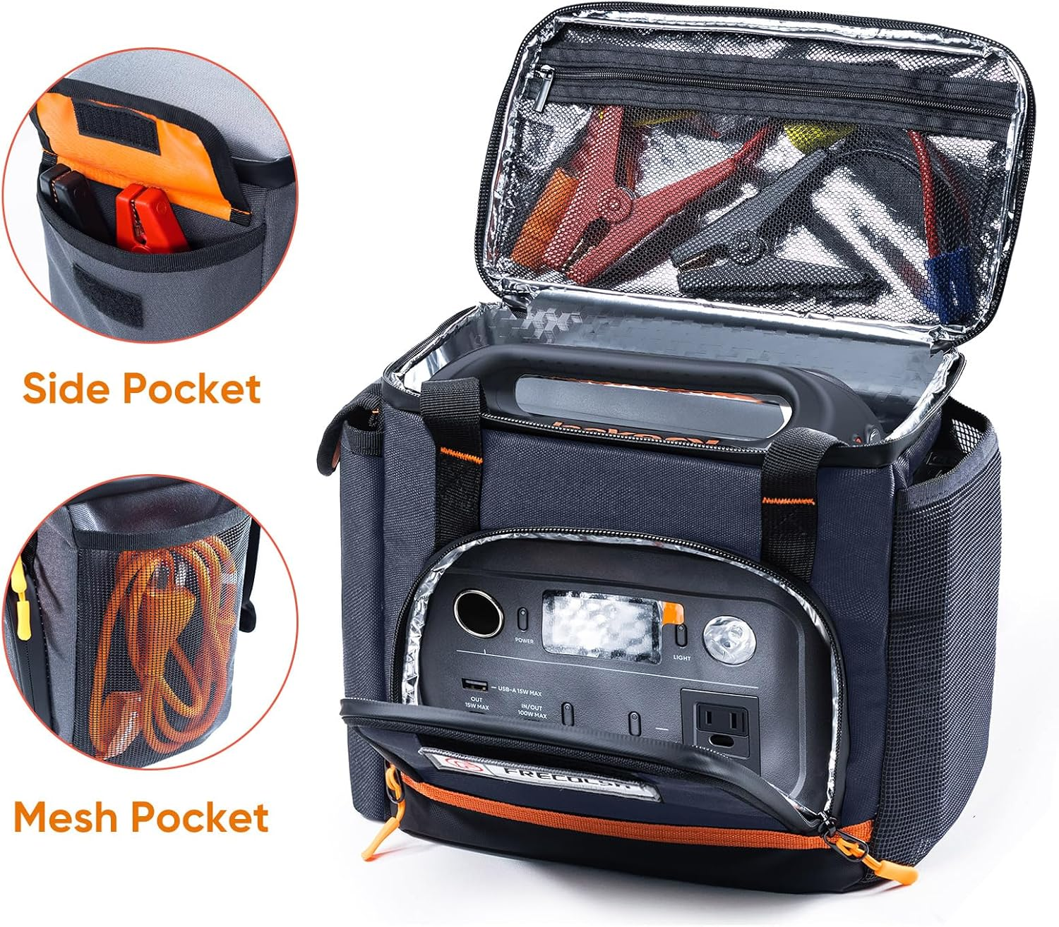 Travel Carrying Case Compatible with Jackery Explorer 300/240/160, Portable Power Station Storage Case with Water- Proof Bottom and Front Pockets for Jackery Accessories Solar Generator
