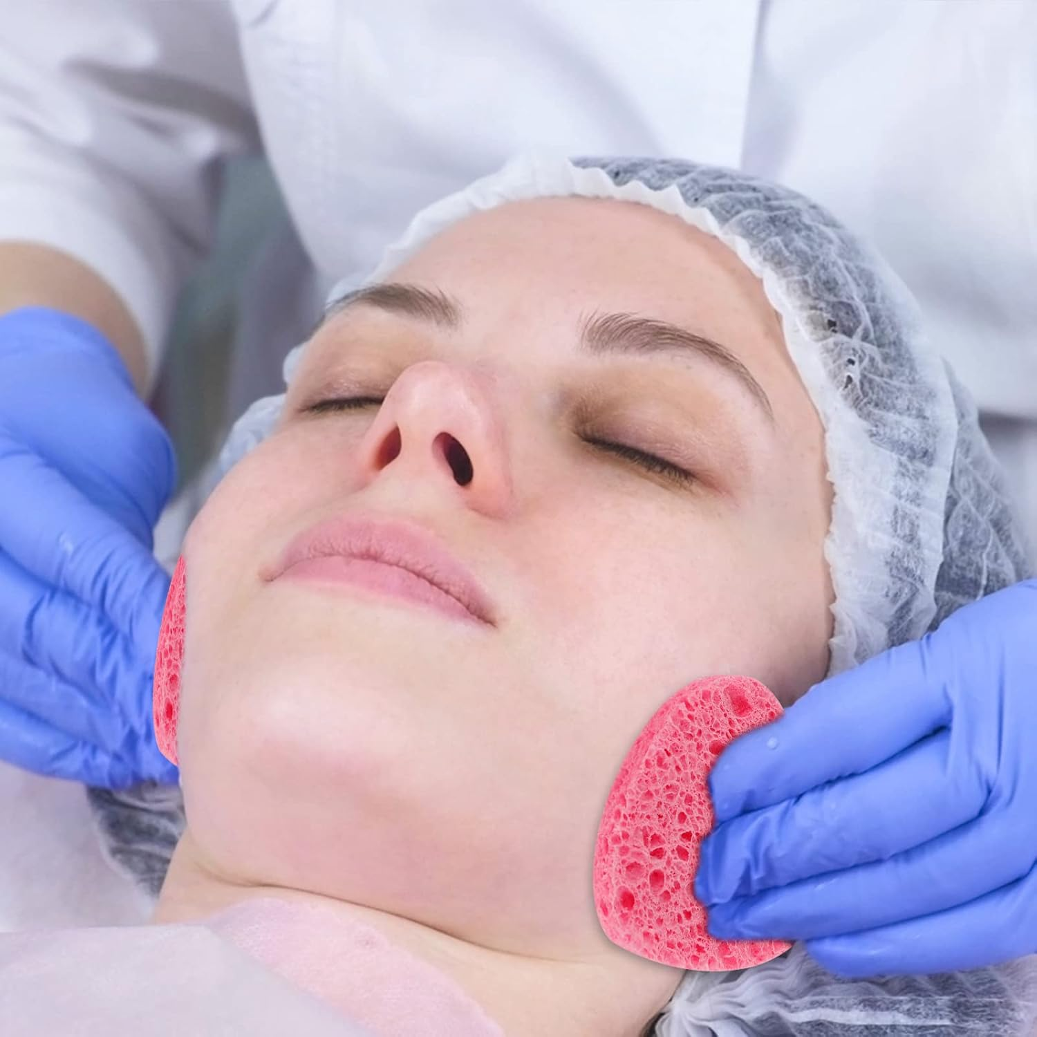 WLLHYF 20 Pieces Compressed Facial Sponges Natural Cellulose Facial Cleaning Sponges Professional Cosmetic Spa Sponges for Face Cleansing Makeup Removal Pore Exfoliating (Heart-Pink) image number 5