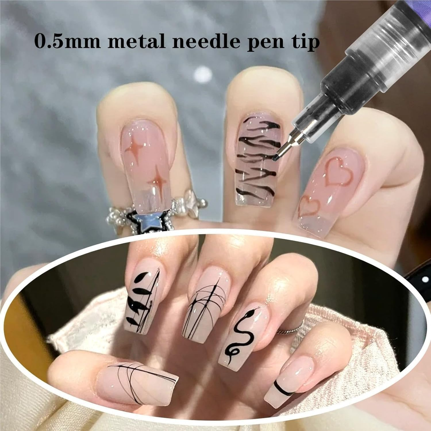 12 Colors Nail Art Pens Set, Nail Art Markers for Gel Nails DIY Nail Art Marker Drawing Painting Liner Pen 3D Nail Polish Pens Quickly Dry Nail Art Nail DIY Decoration