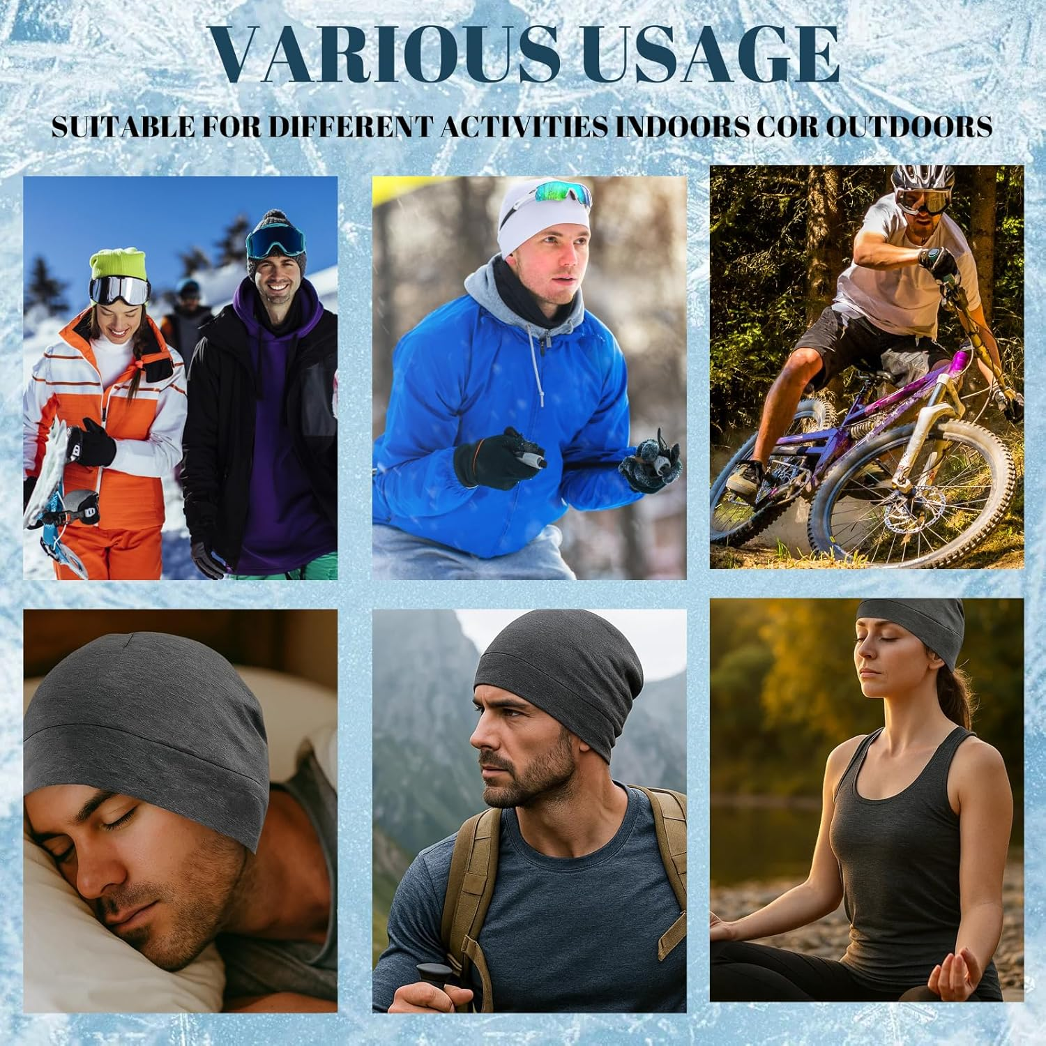 Cycling Hat, Cycling Hat under Helmet, Pack of 3 Summer Hat, Men and Women, Lightweight Thin Cotton Bicycle Cap, Hat under Bicycle Helmet for Cycling, Running, Mountaineering, Motorcycling, Unisex image number 1