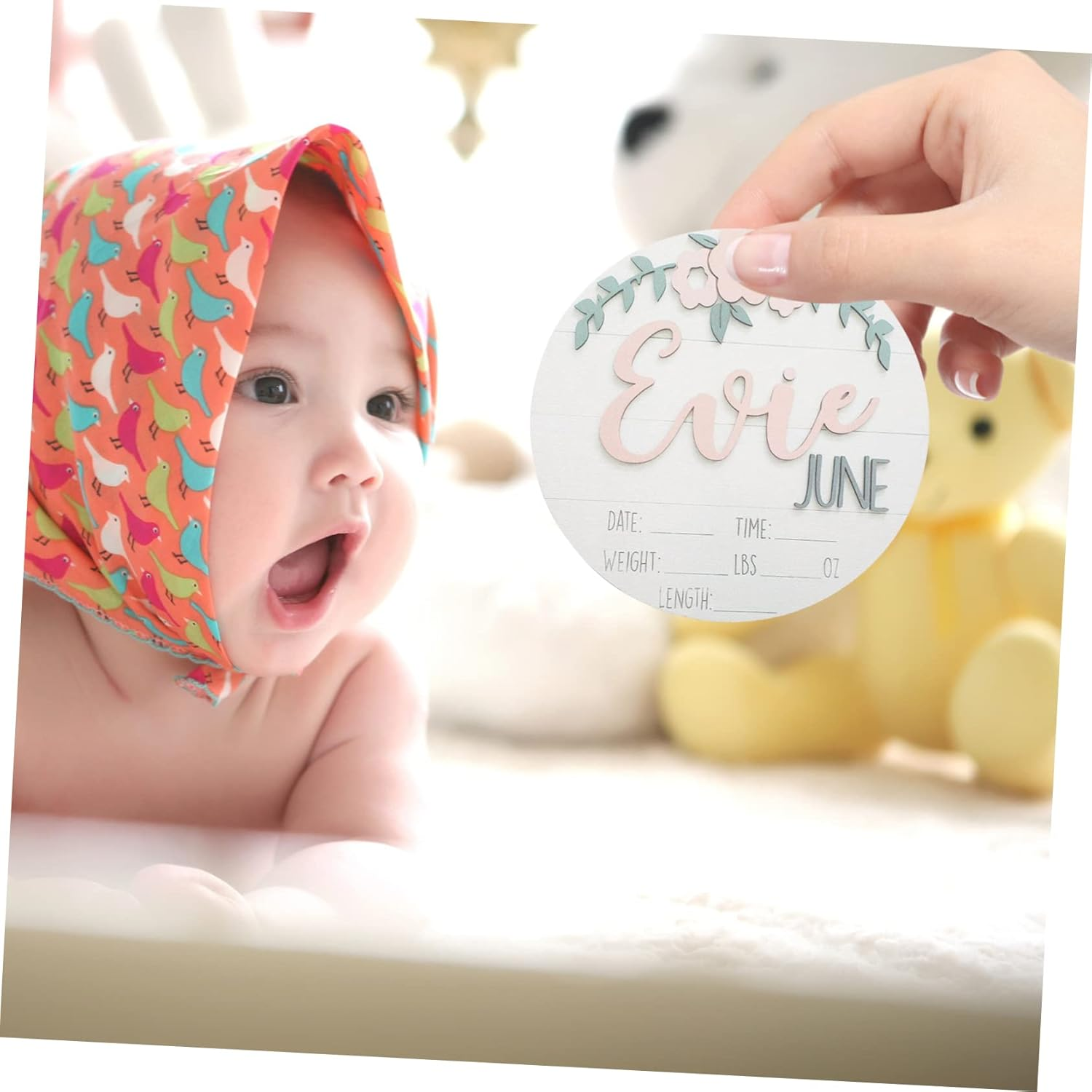 2Pcs Birth Announcement Sign for Newborn Milestone Photos Shower Prop Star Design image number 1