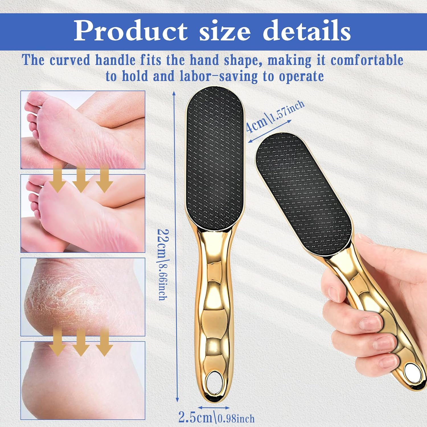 Nano Glass Foot File, Veinsgrain Foot File, Substantian Foot File, Nano Glass Foot File Callus Remover, beyond the Cream Foot File, Professional Foot Care Tools (Gold) - Blue image number 6