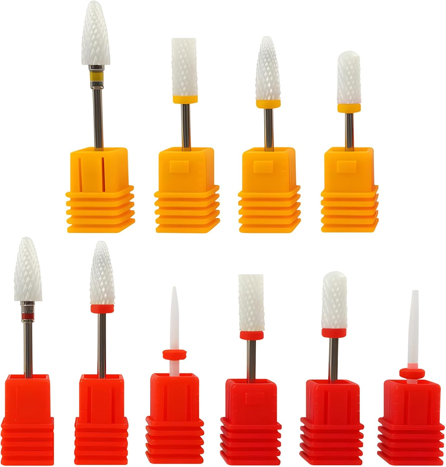 10 Pcs Nail Drill Bits, Ceramic Acrylic Nail File Drill Bit Set, Electric Nail File Accessories for Acrylic Manicure & Pedicure, Versatile Nail Tools, Cuticle Bits for Home & Salon Use