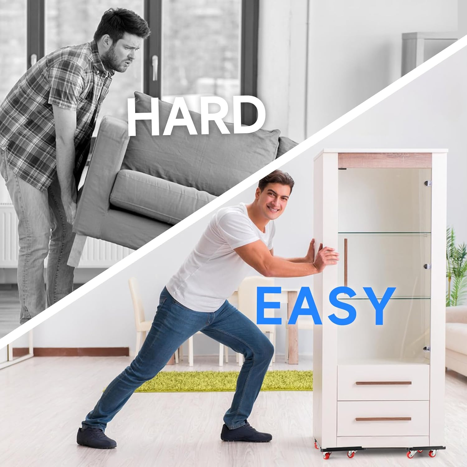 Furniture Mover with Wheels, 360&deg; Rotation Wheels Furniture Dolly for Moving Heavy Furniture Refrigerator Sofa Cabinet Bed, Load Capacity 300LBS image number 3