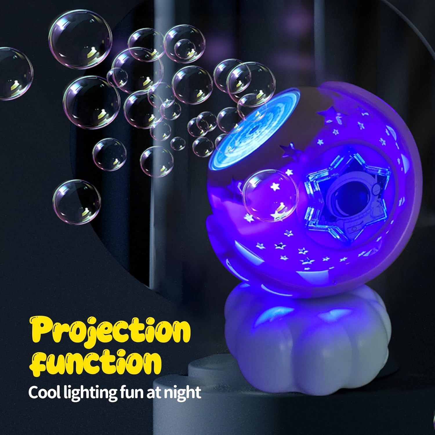 Zynexis Rechargeable Bubble Machine, Bubble Maker for Kids with Colorful LED Light, Make Large Bubbles, 600Ml Capacity - Outdoor Party Birthday Halloween Toys Gifts for Toddlers Ages 3+ Boys Girls