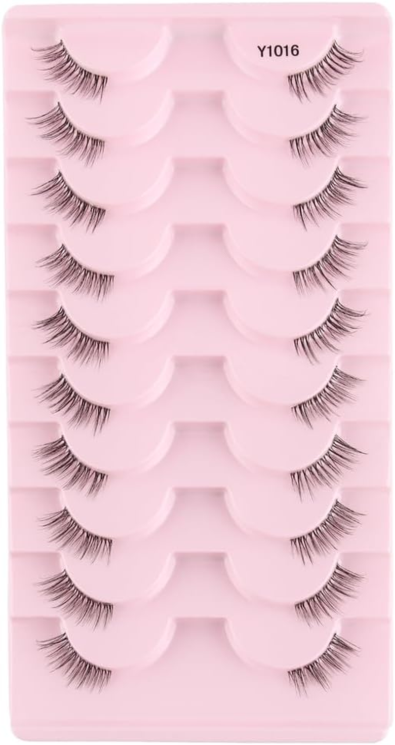 SULV I1016-1028# Series,10 Pairs Pack False Eyelashes Cat Eye Faux Mink Lashes Natural Look Fluffy Wispy Lashes That Look like Extensions D Curl Lash Strips Short Fox (10 Pairs Pack -Y1026)