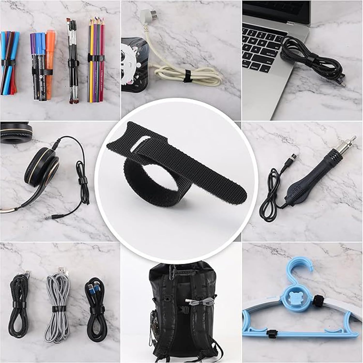 Reusable Cable Ties, 200 PCS Adjustable Hook and Loop Straps Cable Management Cord Organizer for Home Office（15Cm X 1.2 CM） image number 4