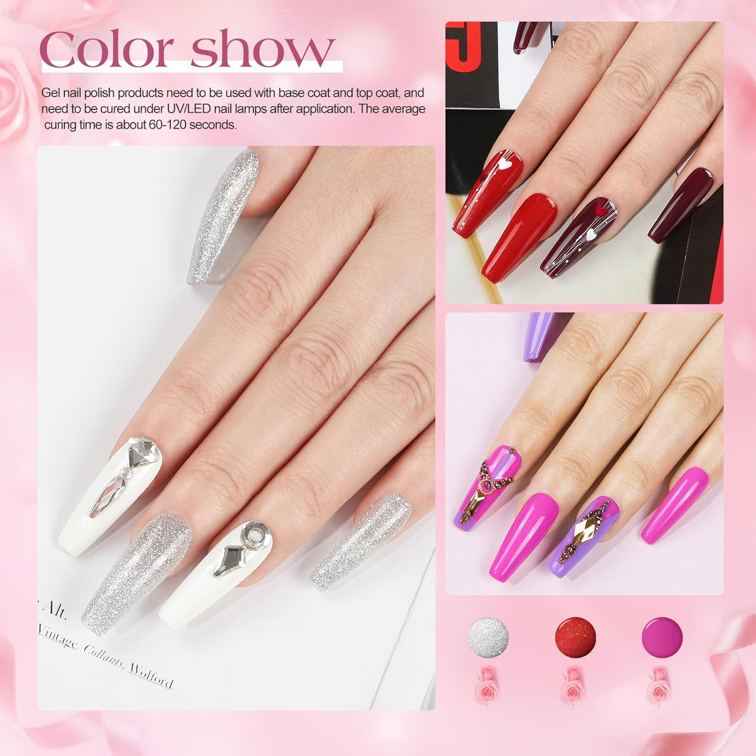 COSCELIA Gel Nail Polish Kit 16 Pcs Nail Polish Set and 12 Colors Nail Gel Polish Rainbow Series Nail Polish 6 Pcs Nail Glitter Powder Set 7 Pcs Nail Art Brush for Nail Designs image number 4