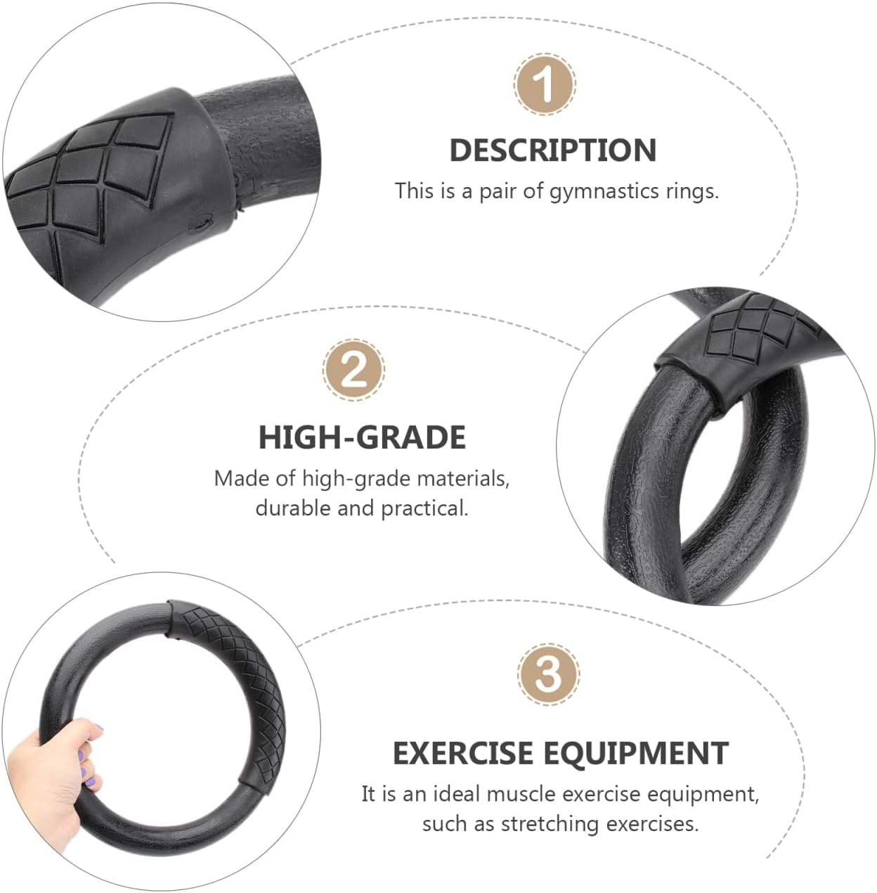 Mipcase Gymnastic Ring: Pull up Exercise Rings Pilates Rings Workout Rings, Outdoor Indoor Calisthenics Rings for Fitness Body Workout image number 6