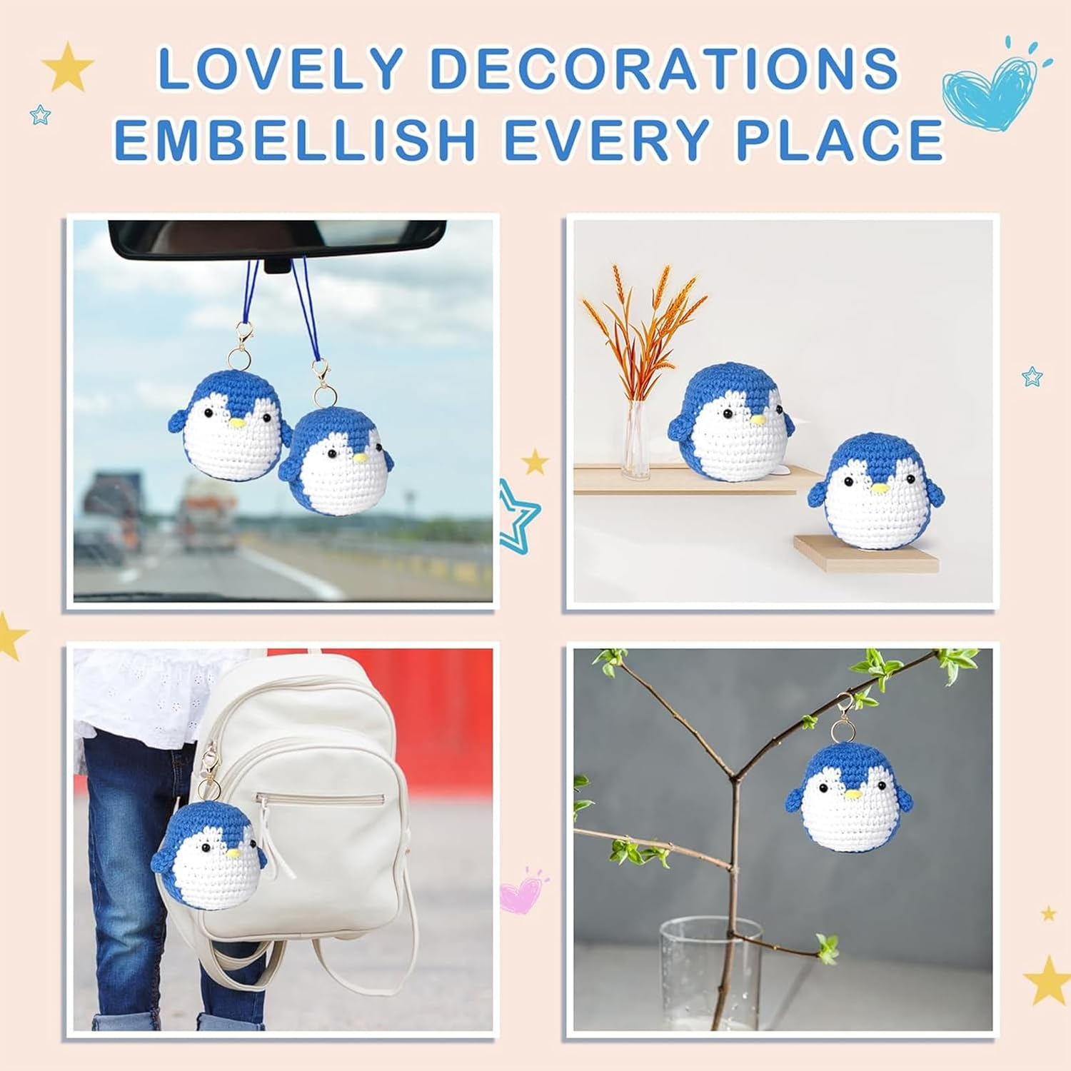 PACIOCEAN Beginner Crochet Kit,All-In-One Stuffed Animal Knitting Sets,Diy Penguin Crochet Kits with Step-By-Step Instruction and Video Tutorials（Penguin） image number 4