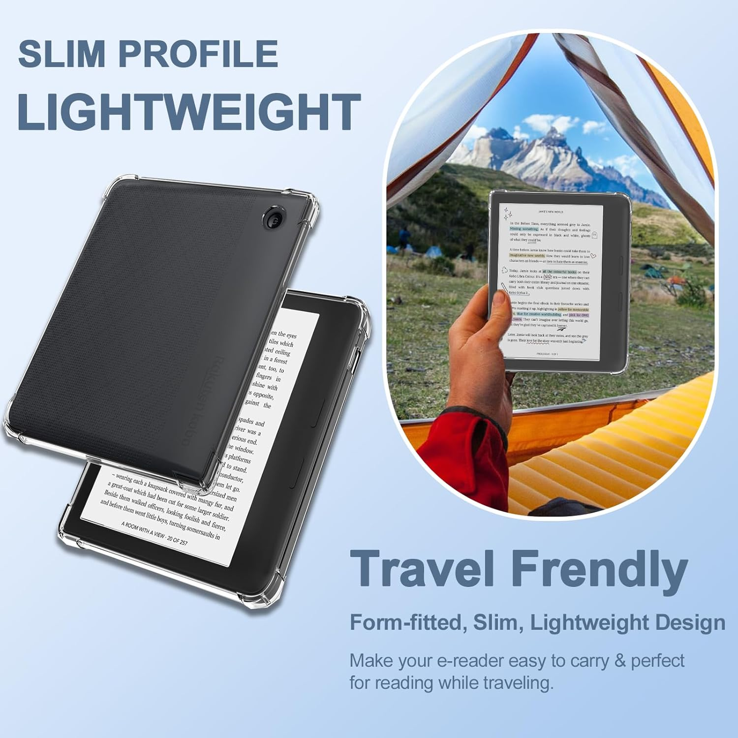 Caweet Clear Case for Kobo Libra Colour 7 Inch 2024 Release, Ultra Soft Flexible Transparent TPU Skin Bumper Back Cover Shell, Clear - Clear image number 6