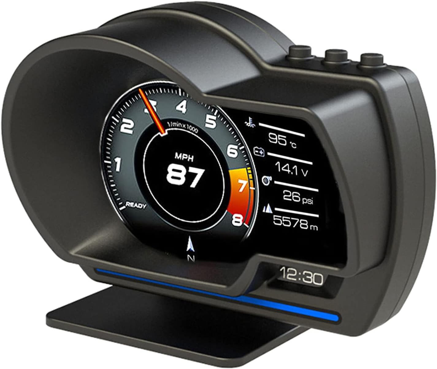 Car HUD Display, OBDⅡ+GPS Smart Gauge High Definition Speedometer Car Diagnostic Tool OBD Fault Code Elimination Driving Computer Overspeed Fault Alarm for All Vehicles image number 4