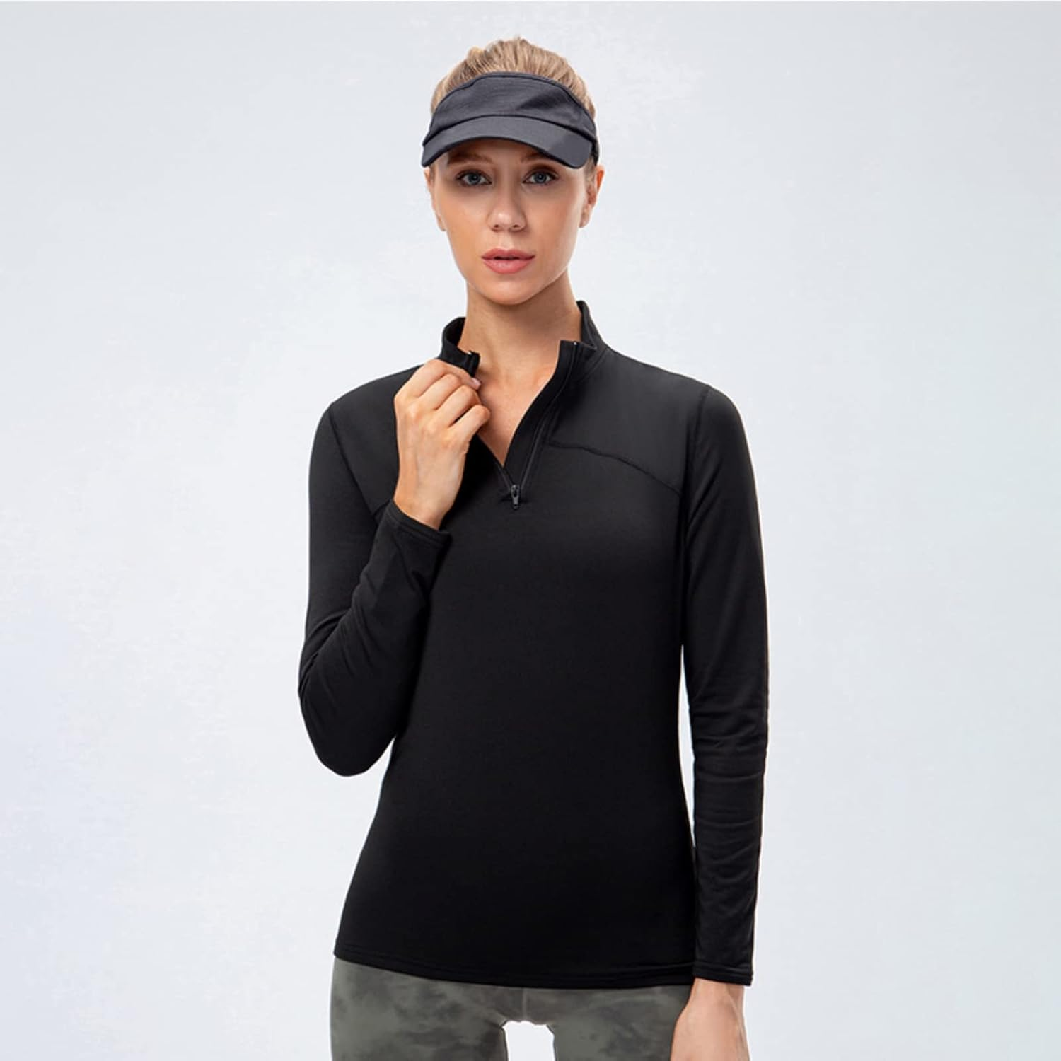 Blaward Women'S Thermal Fleece Running Shirt Long Sleeve Quarter Zip Pullover Jacket Winter Tops for Golf Ski Equestrian image number 5