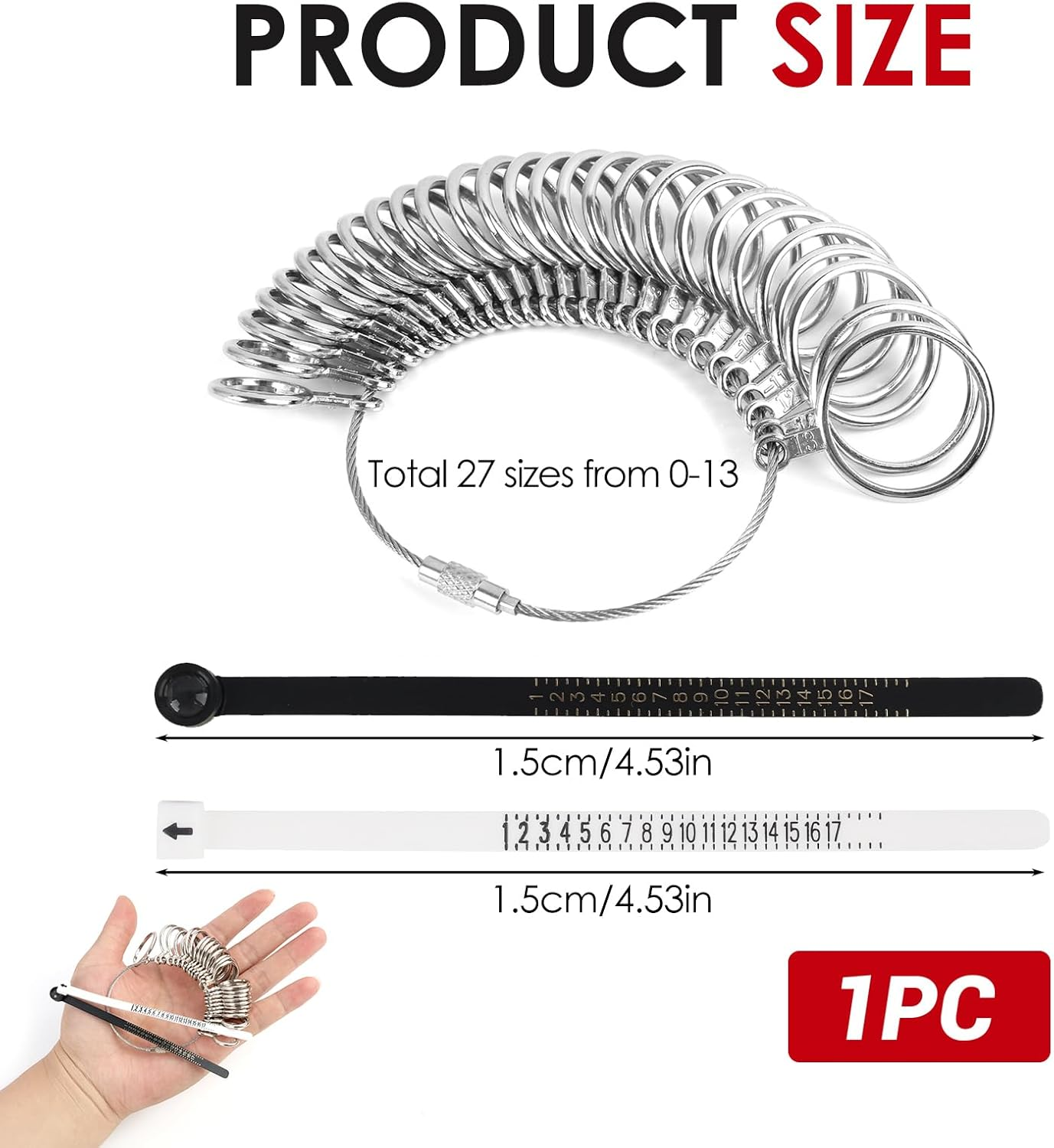 3 Pcs Ring Sizer Measuring Tool - Precision Ring Sizer Measuring Kit for US & European Sizes (0-13 with Half Sizes), Ideal for Jewelry Making, Repair & Accurate Finger Sizing