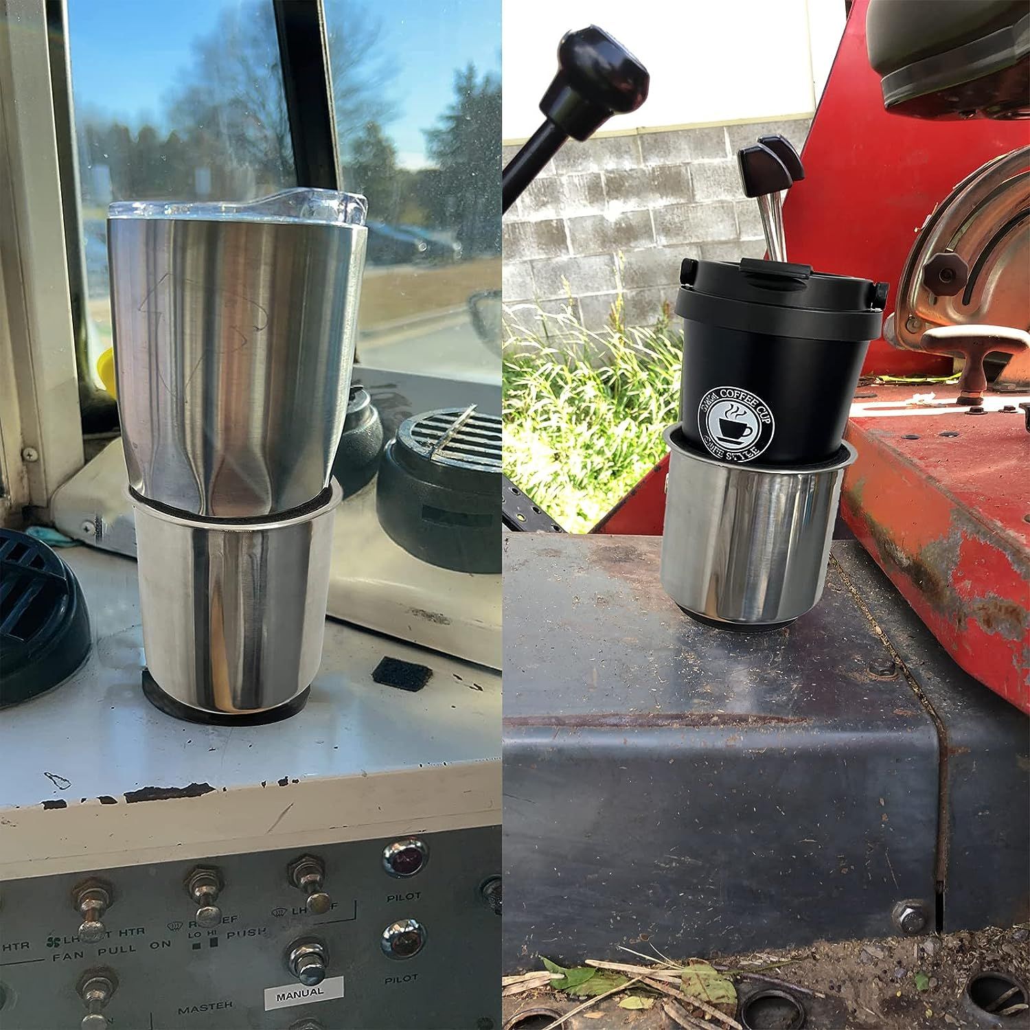 Pmsanzay Horizontal Mounting Magnetic Cup Holder Beverage Holder Drink Holder- Great for Tractors -Horizontal Mounting, Stainless Steel ( with Buffer Protection Layer ) image number 1