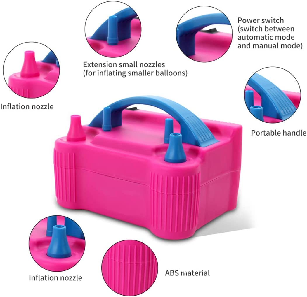 Electric Air Balloon Pump, 600W Portable Dual Nozzle Balloon Inflator Blower Pump for Balloon Arch, Balloon Garland, Party Decoration, Birthday Wedding Decorations