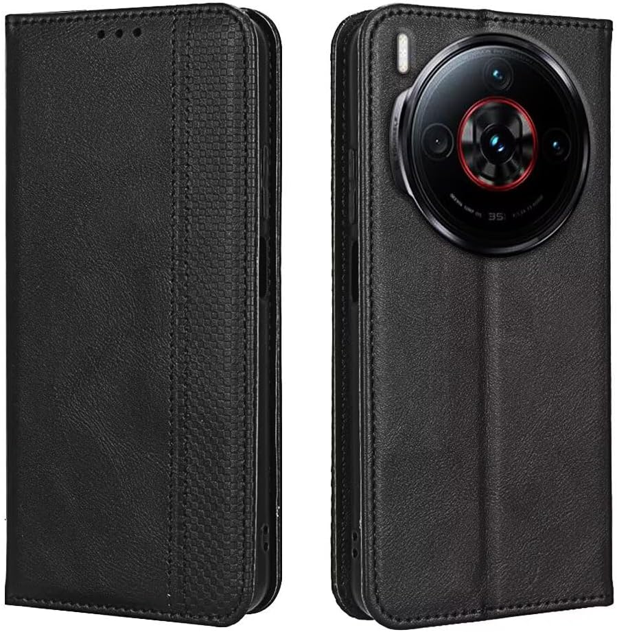 EASSGU Mobile Phone Case for Nubia Focus 5G (6.56 Inches) Flip Folio PU Leather Magnetic Switch Protective Case, [3 Card Slots] [1 Wallet] Stand Case - Black