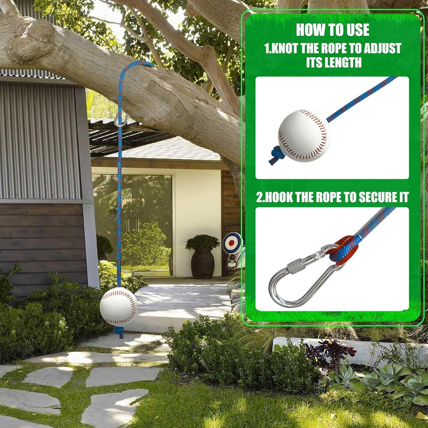 Baseball Training Balls with Rope - Baseball Training Rope - Portable Pitching Practice Strap for Fielding Equipment Backyard