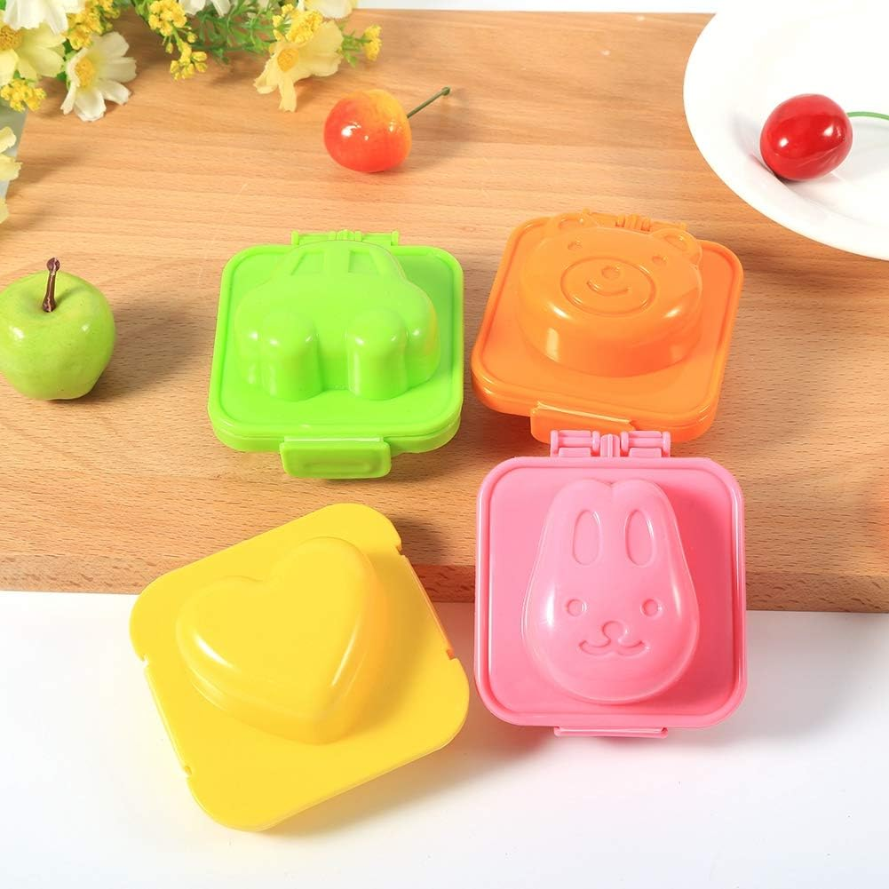CHICIRIS Cartoon Eggs Cute Mold Mould Pan with 6 Pcs Set, Delicate and Durable Kitchen Accessories for Kids, Rabbit Bear Fish Car Star Love Heart DIY Tools for Eggs Sushi - Food Grade PP Plastic image number 3