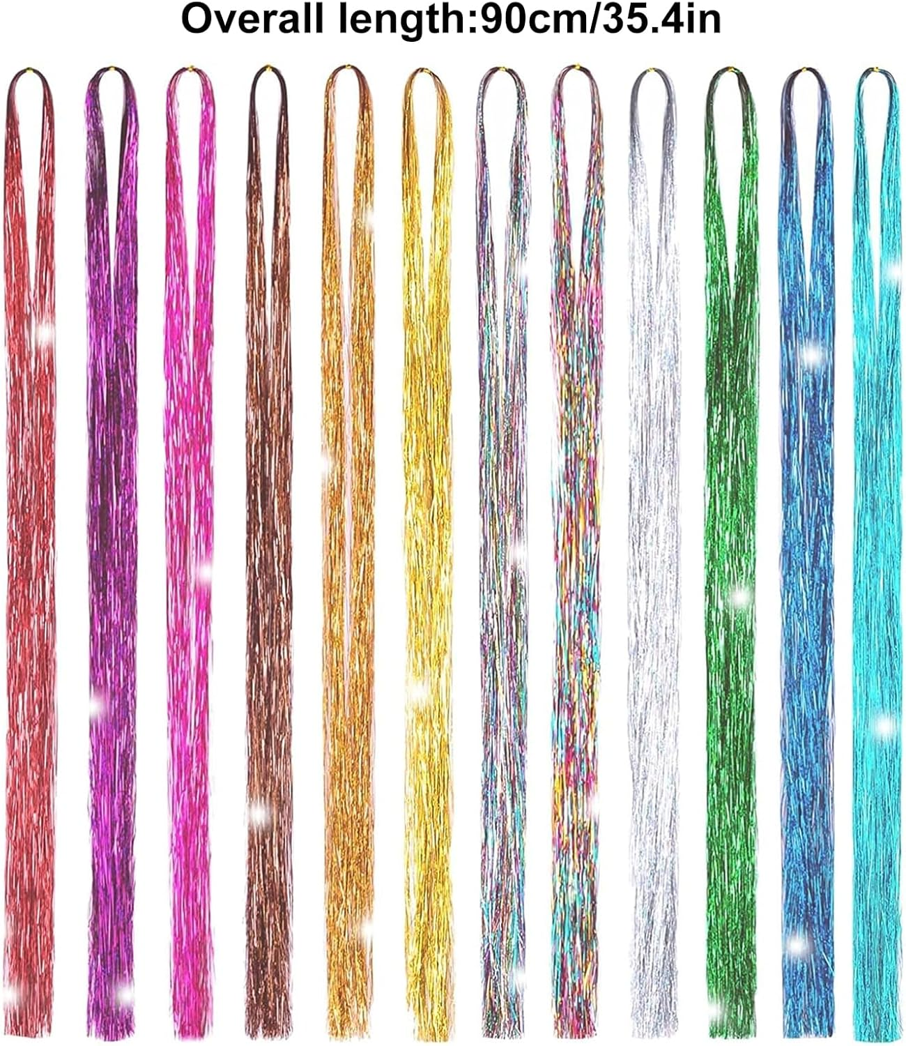 12 Colors Hair Tinsel Kit with Tools, Hair Tinsel Heat Resistant Sparkling Shiny Fairy Extensions for Christmas New Year Halloween Party and Accessories Extensions(Color:Colorful) image number 5