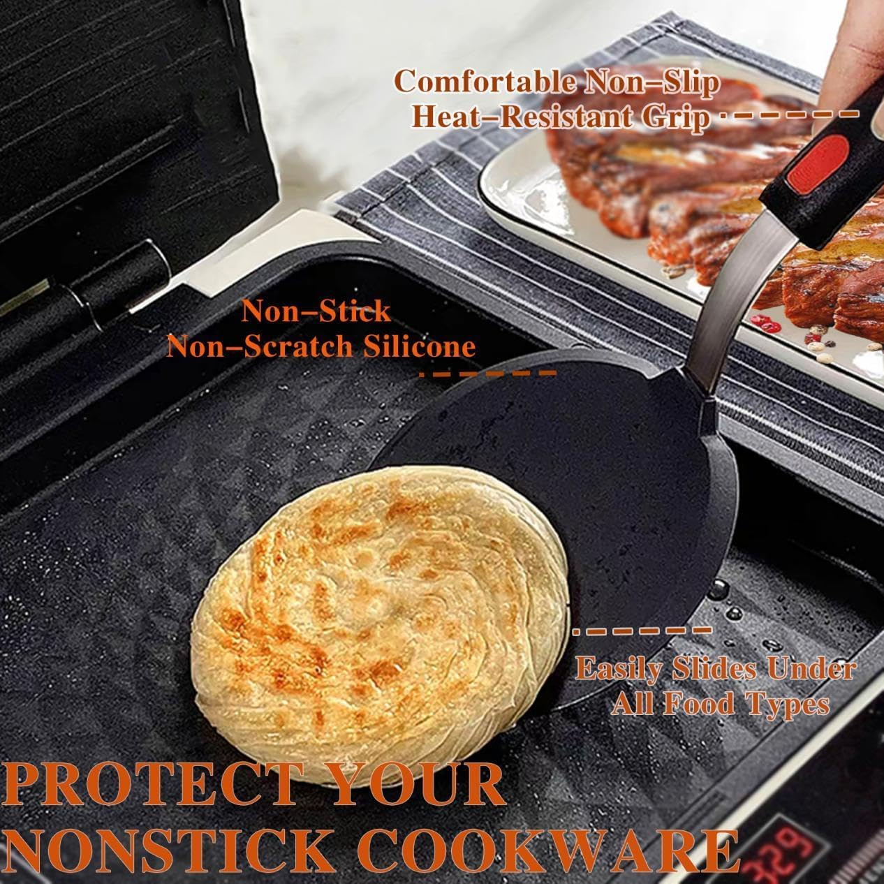 Silicone Spatula Turner, 5-Pack Spatulas Silicone Set for Nonstick Cookware, 600&deg;F Heat Resistant Kitchen Cooking Utensils Set for Egg, Pancake Dishwasher Safe