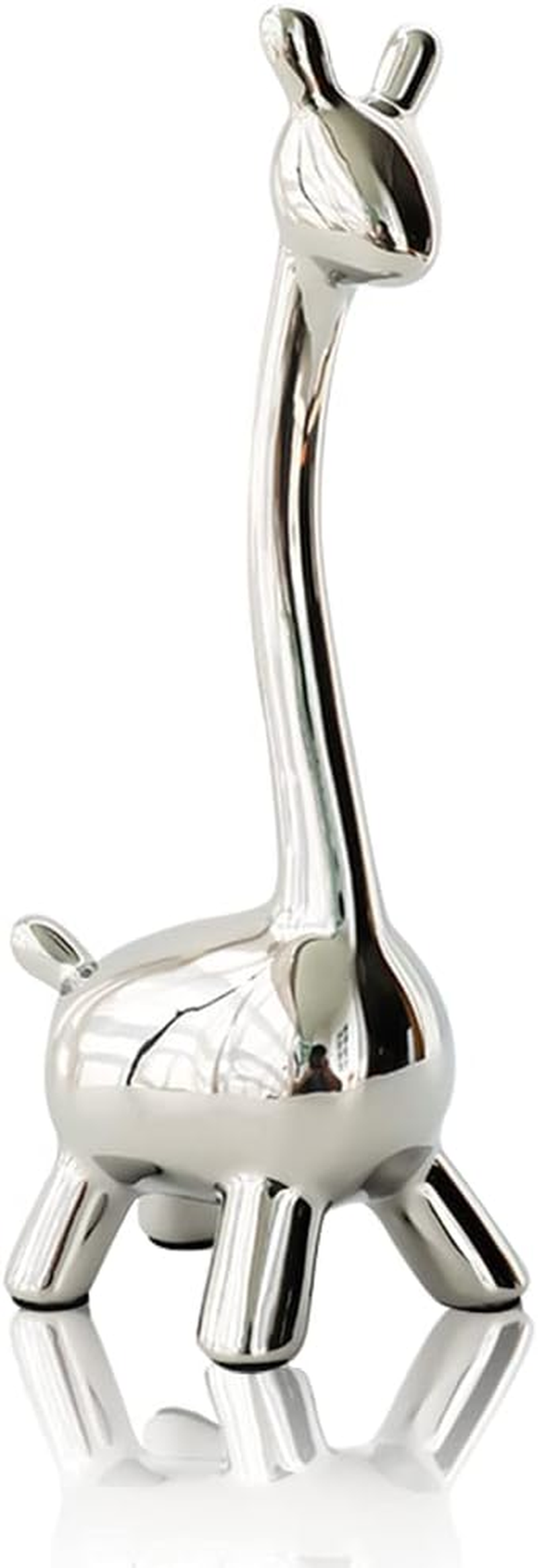 Eoiips Ceramic Giraffe Statue Home Decor, Modern Silver Animals Ornaments Giraffe Figurines Sculptures Living Room Bedroom Shelf TV Cabinet Display (Large)