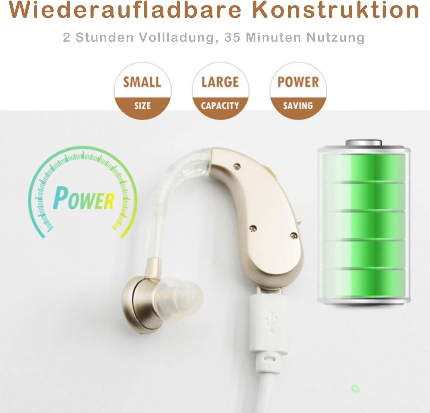 Keautfair Wireless Headphones Portable Headphones Rechargeable Gift for Elderly People (Gold) image number 5