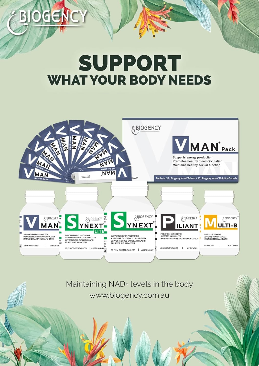 Biogency Multi-B 60 Capsules Vitamins B Group Made in Australia image number 5