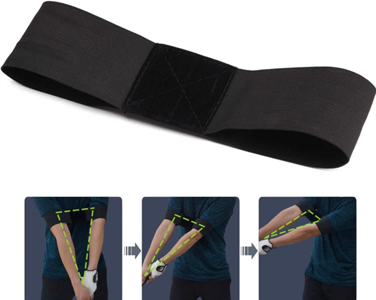 Golf Swing Training Armband,Golf Training Aid,Elastic Golf Beginner Hand Motion Correction Band, Golf Swing Instructor Training Aid Swing Correction Arm Band (Black) image number 2