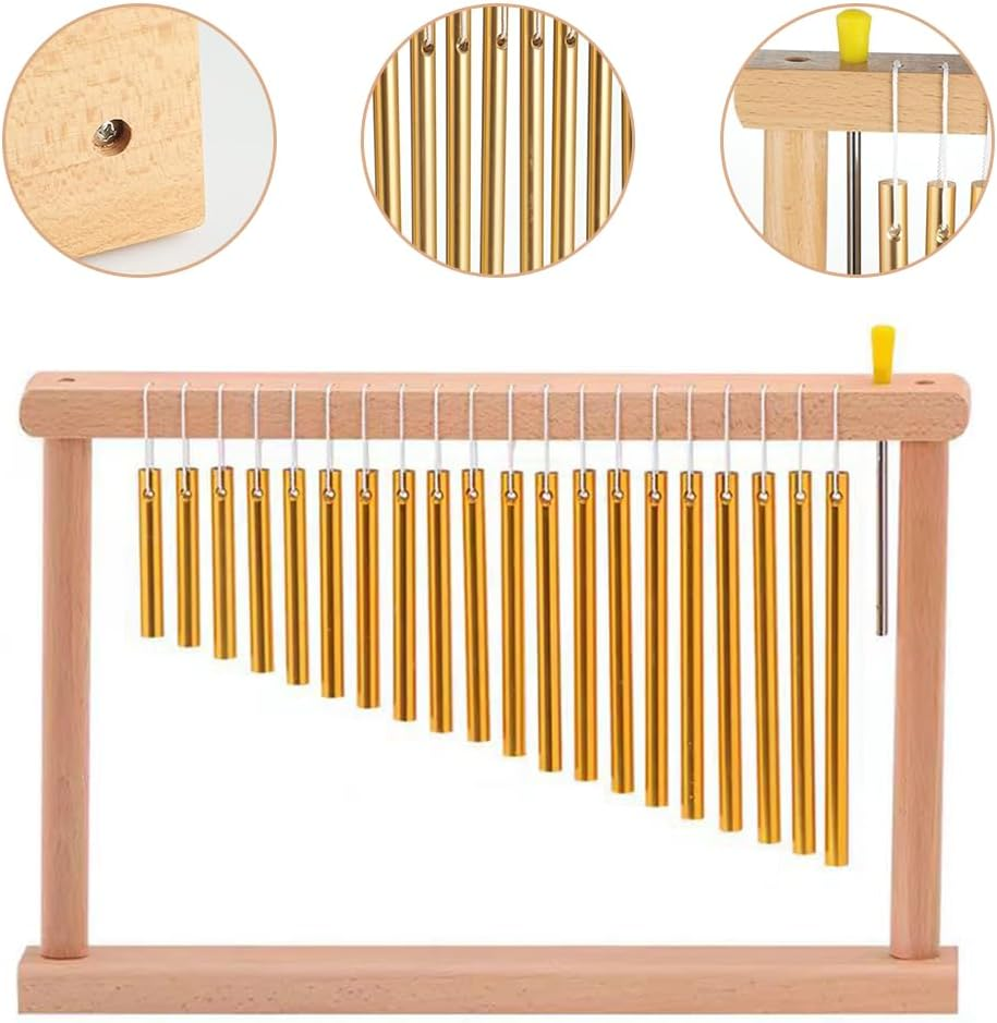 Sound Healing Chimes,Single-Row Table Top Wind Chime,20 Bars Instrument Percussion,Musical Percussion Instrument with Stick,For Teaching Tool,Home Decoration image number 1