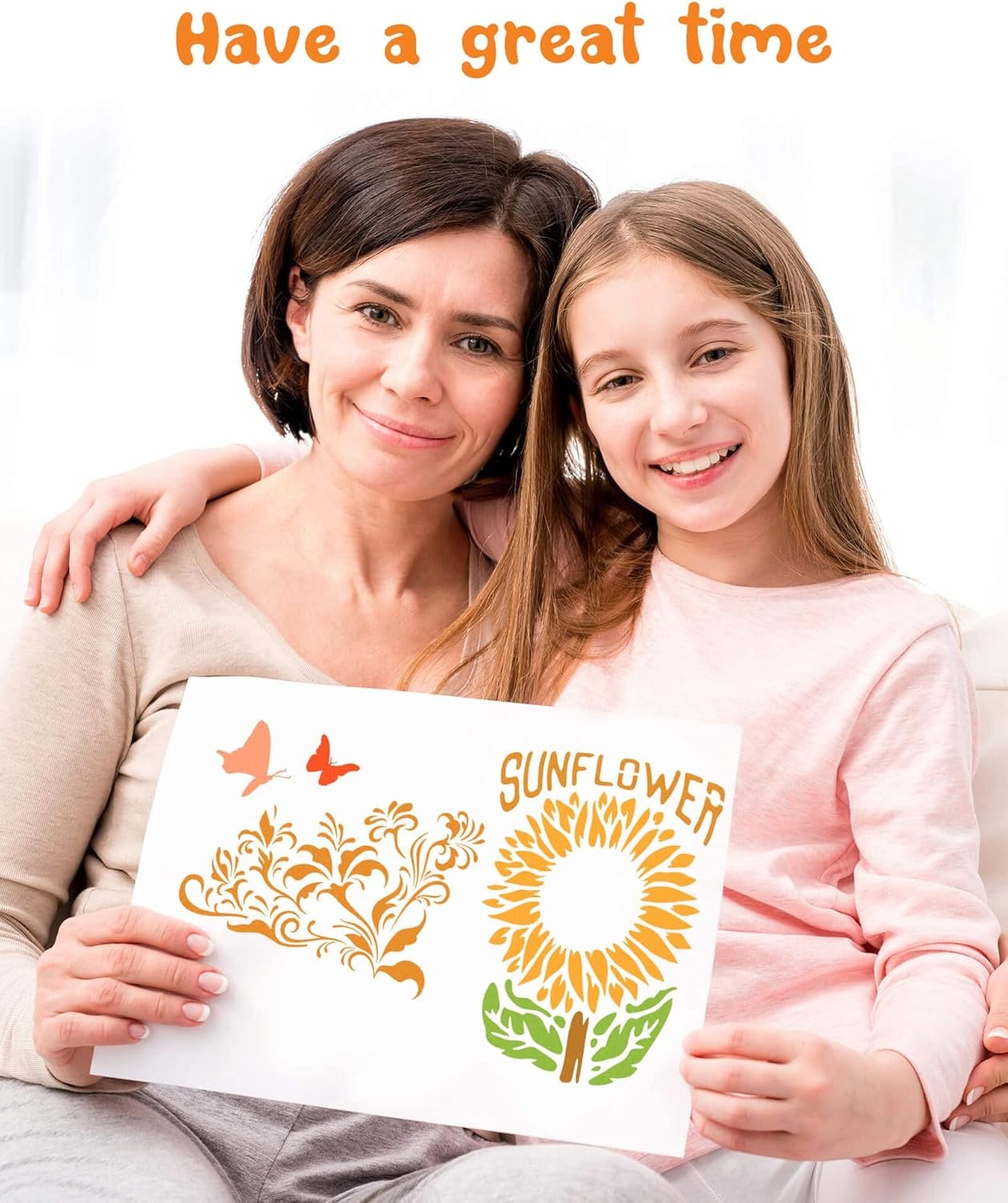 9PCS Sunflower Butterflies Stencils, Reusable PET Sun Flower Template, DIY Craft Paint Stencil with Metal Open Ring, for Painting on Wood Canvas Paper Fabric Wall Furniture, 8X11 Inches image number 4