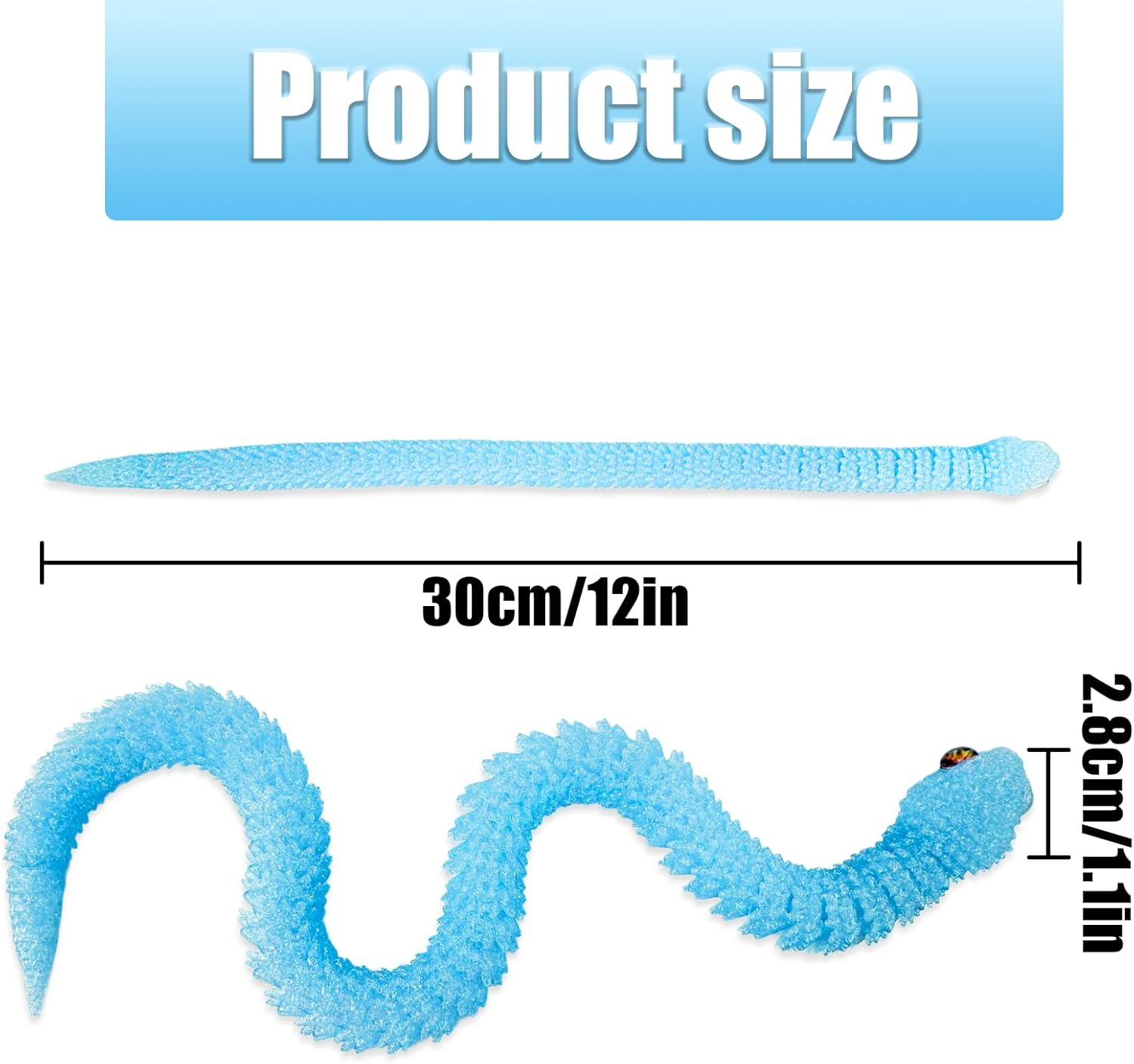 Crystal Snake Toy, 1 PCS 3D Printed Toys for Party, Birthday Gift, Novelty Decoration (Length 30Cm/11.81In, Blue) - Rainbow image number 7