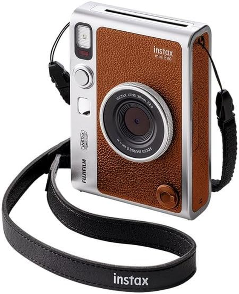 Fujifilm Instax Mini Evo Hybrid Instant Camera (Instant Camera/Smartphone Printer/Digital Camera), Brown INS MINI EVO Brown C - Black image number 3