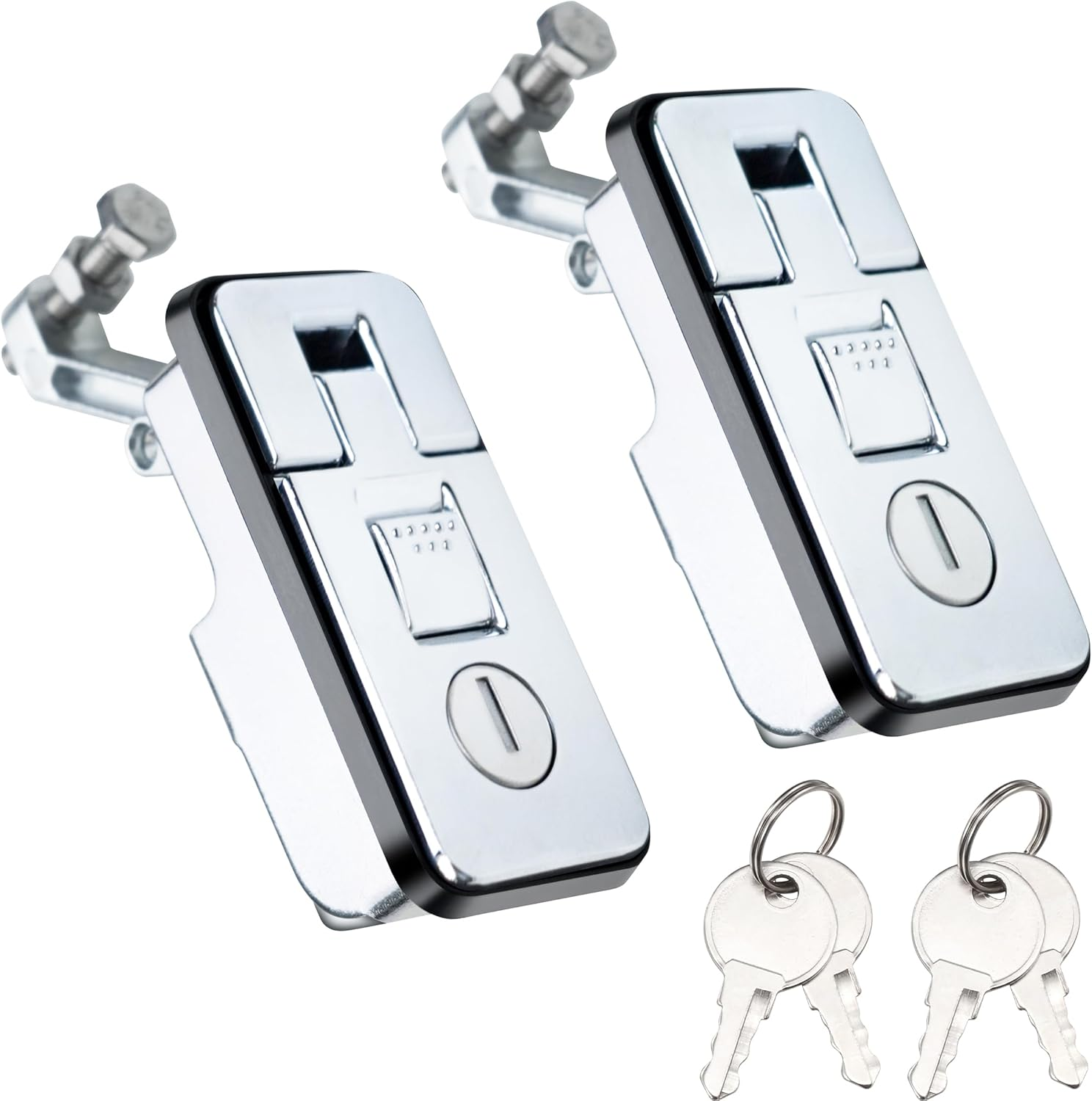 Loclink Compression Latch Lock Marine Grade Zinc Alloy for Boat Hatches, RV Camper Adjustable Lever Push Nutton Latches Hand Operated, 2-Pack with 4 Keys