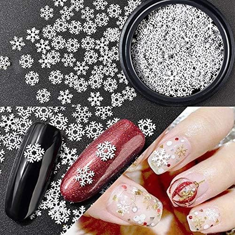 1 Box 3 Styles Christmas Series Snowflake White Slice Design Decoration Sequins Hollow Nail Art Ornaments Zhengpingpai image number 5