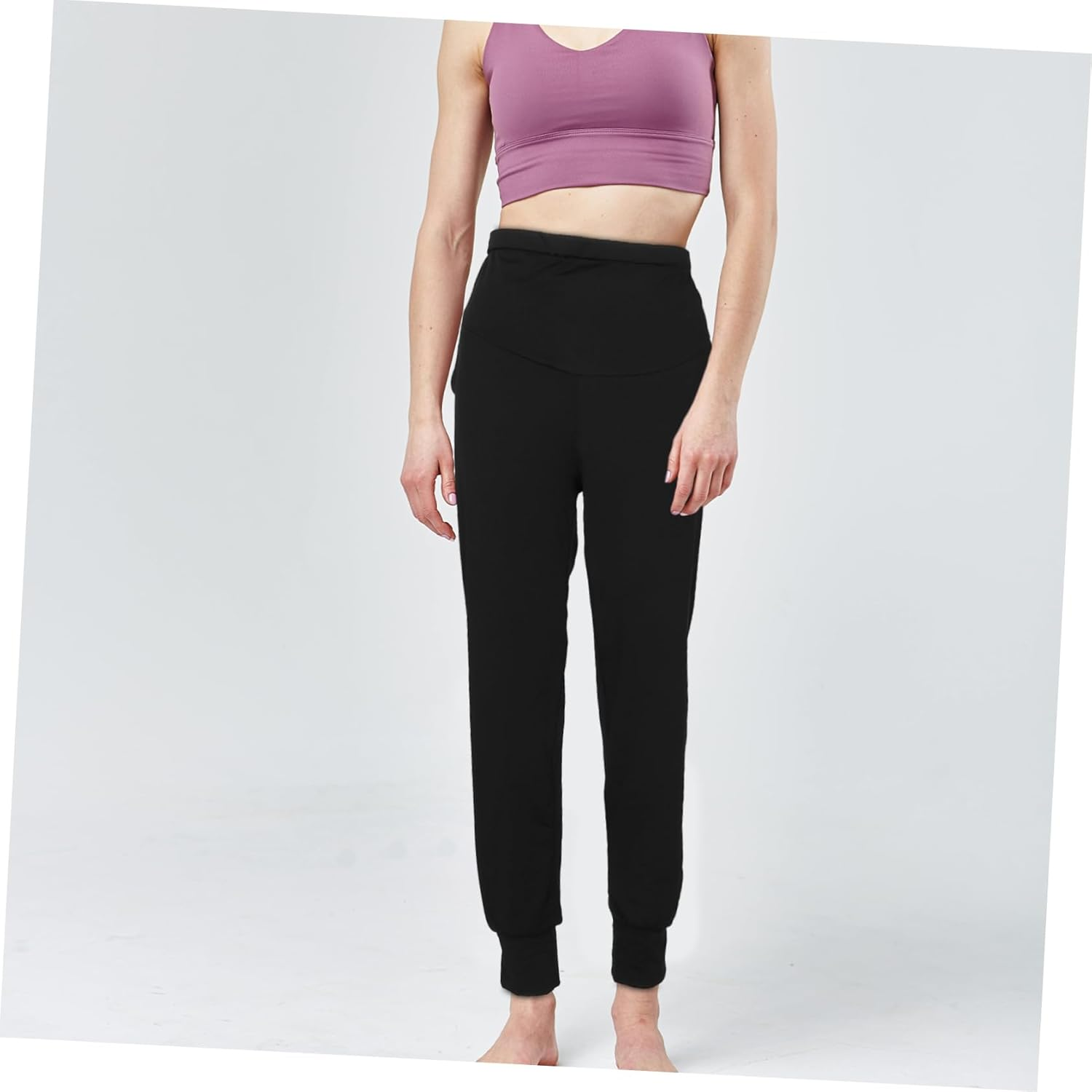 Maternity Yoga Pants High Waist Seamless Leggings Black L Breathable Sports Maternity Workout Bottoms for Pregnant Women Summer Gym Wear