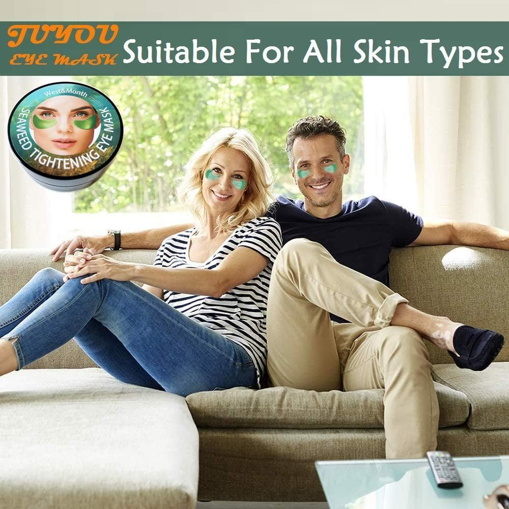 60Pcs JUYOU Reallygood Gel Crystal Collagen Eye Pads, West&Month 30 Pairs Seaweed Firming Eye Mask, under Eye Mask for Moisturizing, Fine Lines, Dark Circles& Puffy Eyes under Eye Patches (Green) image number 3