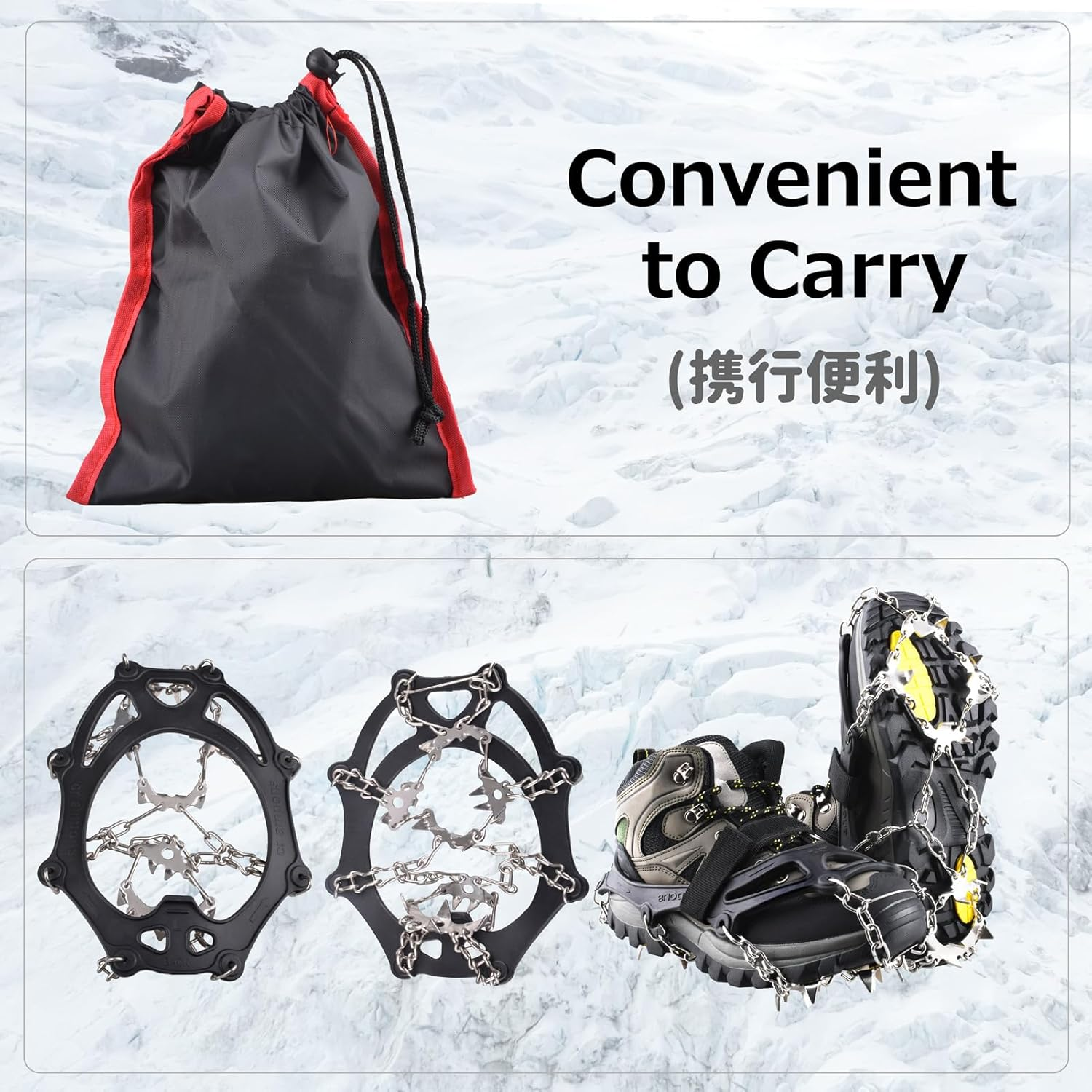 Azarxis Crampons Ice Traction Cleats Snow Grips for Boots Shoes with anti Slip 24 Stainless Steel Spikes for Walking Climbing Hiking for Men Women Kids