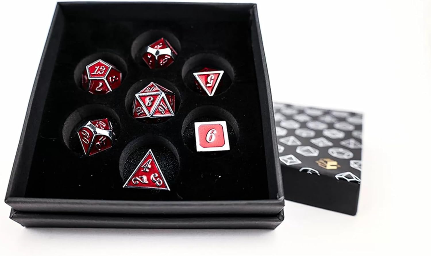 LPG Dice Set - Metal RPG Serif Red/Silver image number 4