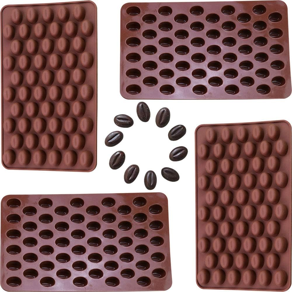 Onwon 4 X 55 Mini Coffee Beans Chocolate Mold Candy Ice Cube Jelly DIY Cake Decoration Food-Grade Silicone Bakeware Mould Baking Molds image number 1