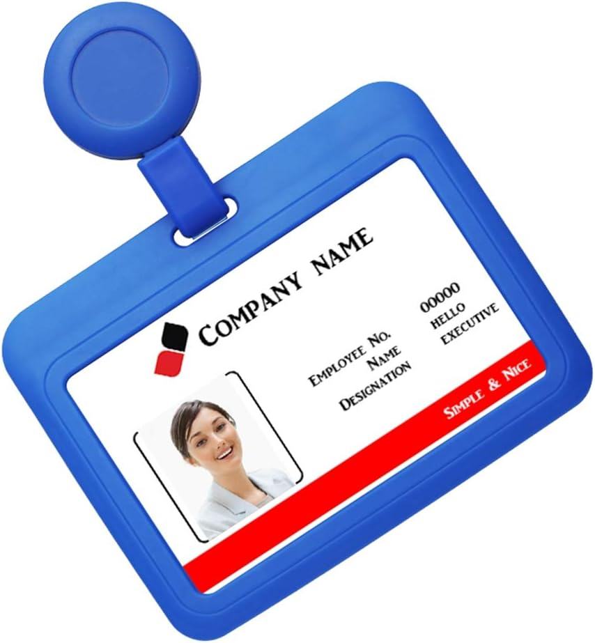 ID Badge Holder Case Horizontal with Reel Clip Retractable Heavy Duty Credit Card Business Card Office Supplies image number 5