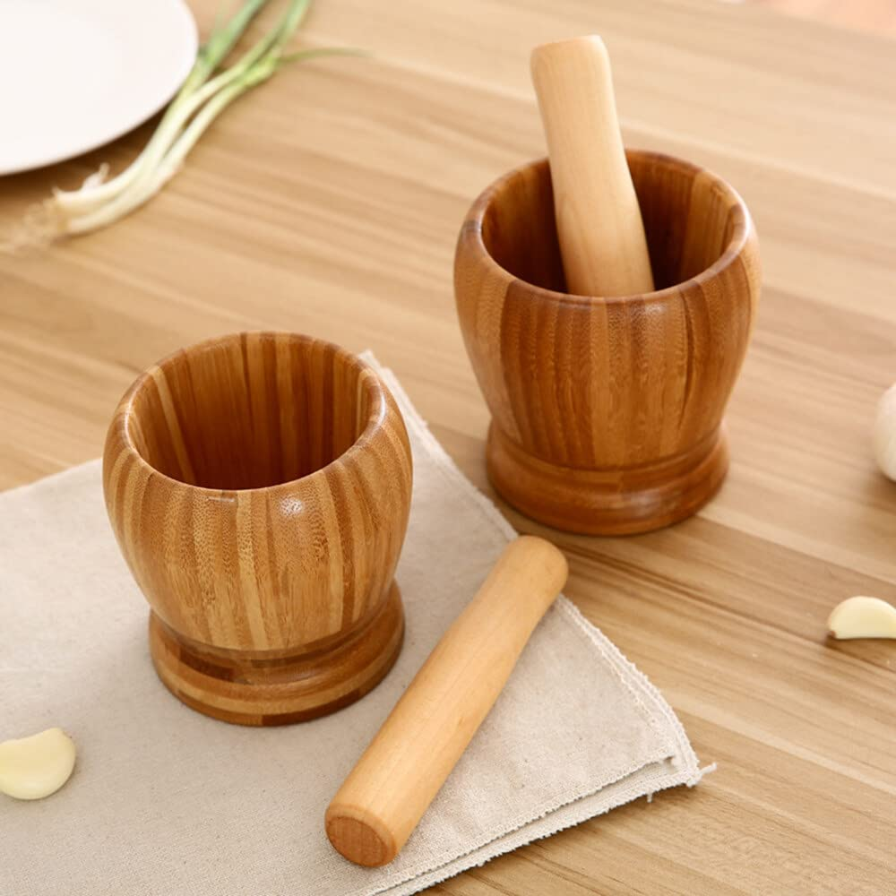 Tignapoo Mortar and Pestle Set Big Manual Garlic Spices Large Mortar Pestle Pepper Minced Tool Durable Lightweight Garlic Mills Mixing Pot Herb Pepper Grinder image number 2