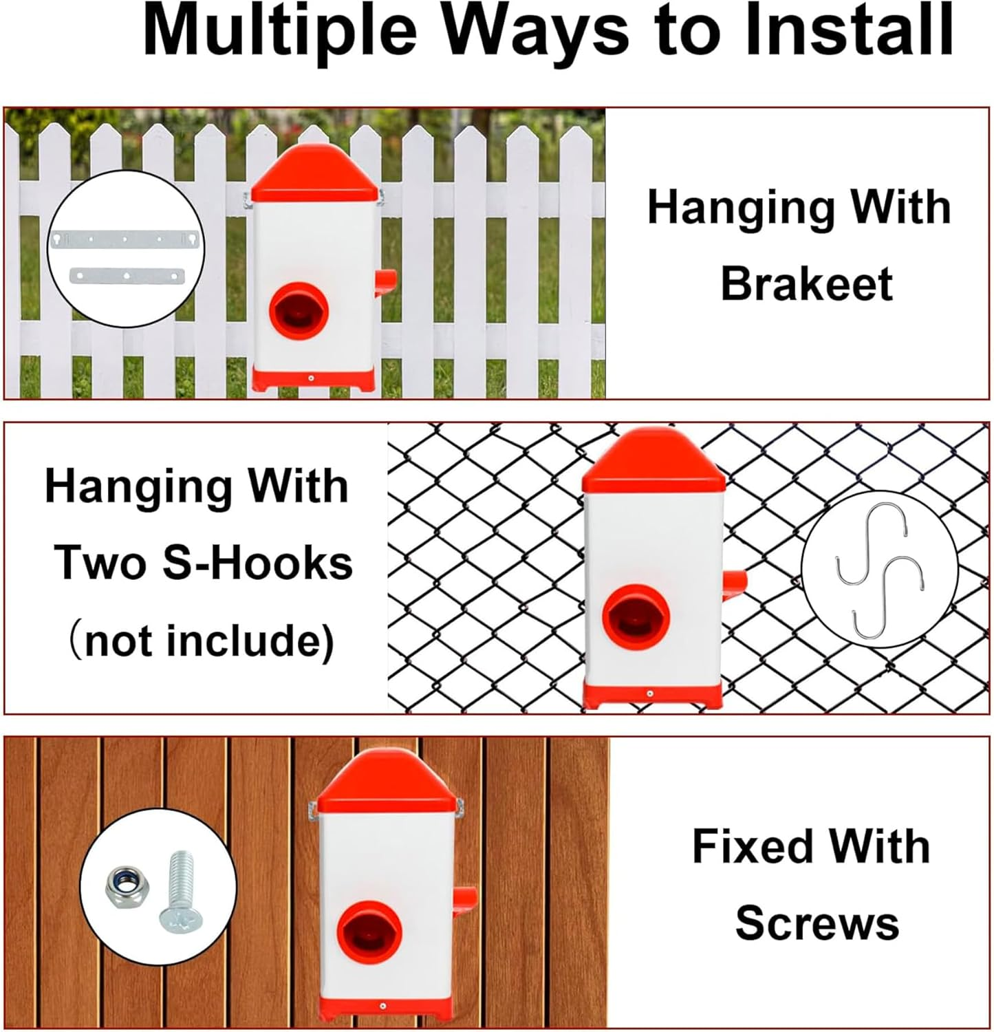 CLOUDSEASON Chicken Feeder and Waterer Set 8Kg Auto Chicken Feeders and 4L Poultry Waterers 4 Auto-Fill Water Cups and 2 Feeding Ports with Rain Hood image number 5