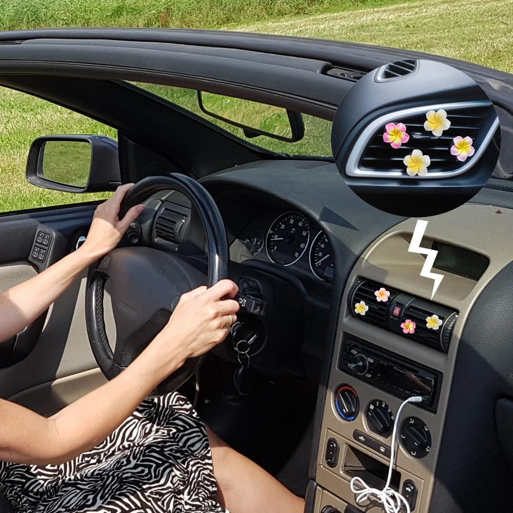 6 PCS Car Vent Air Freshener Clip Women Cute Car Decorations Accessories Pink Flower Car Interior Accessories (6 Pcs Egg Flower) image number 5