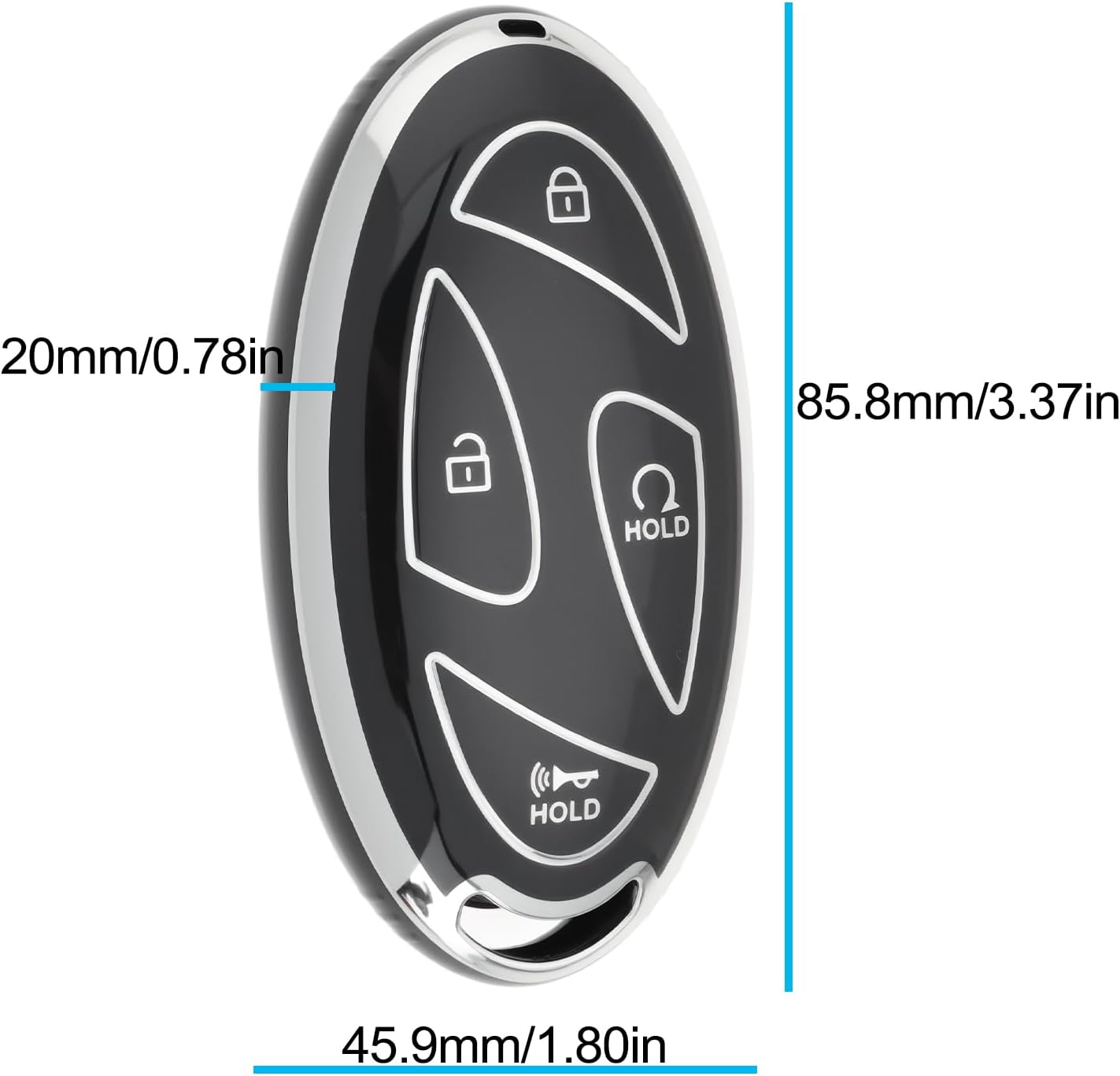 LT Easiyl 2Pcs 7-Button Key Fob Cover Compatible with Hyundai Loniq 6 5 Compatible with Kona SX2 EV (Black Silver Edge) image number 3