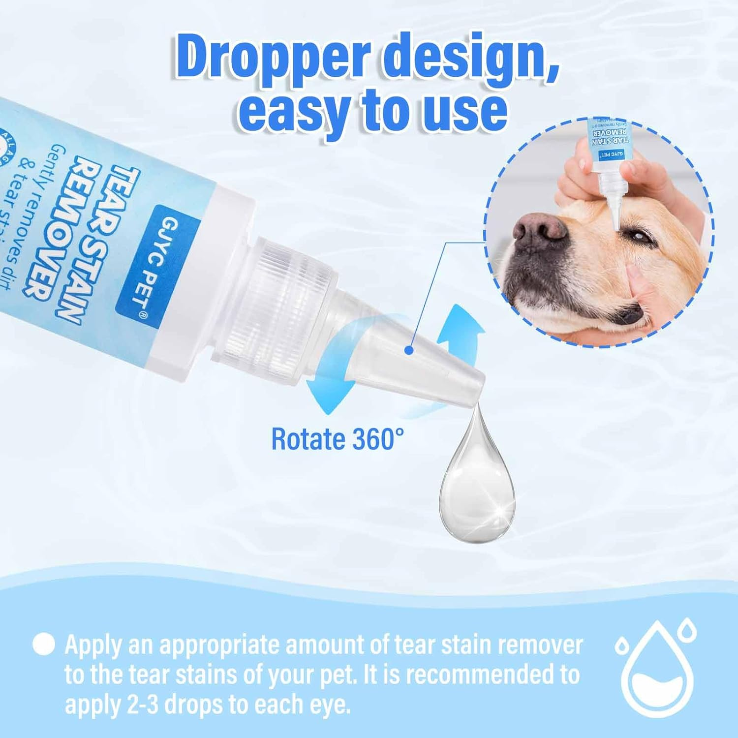 Tear Stain Remover Solution for Dogs & Cats, 60Ml with 20 Cotton Pads &ndash; Gentle Eye Area Cleaner for Tear Stains, Safe & Effective Daily Care image number 1