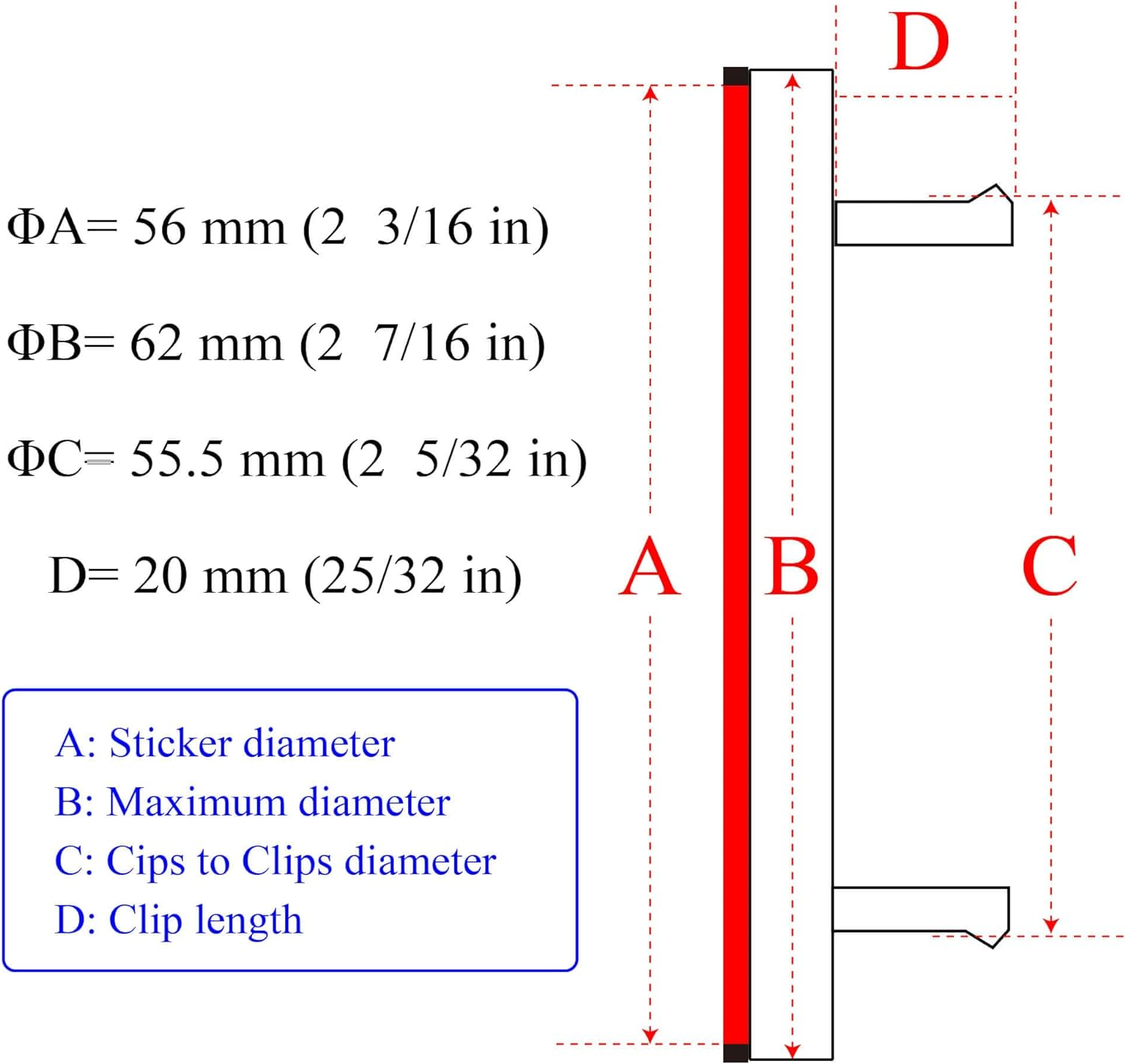 Set of 4 Hub Centre Caps Outer Diameter 62Mm, Clip Diameter 55.5Mm for 2004-2015 Corolla 2004-2007 RAV4 Black Wheel Center Cap image number 3