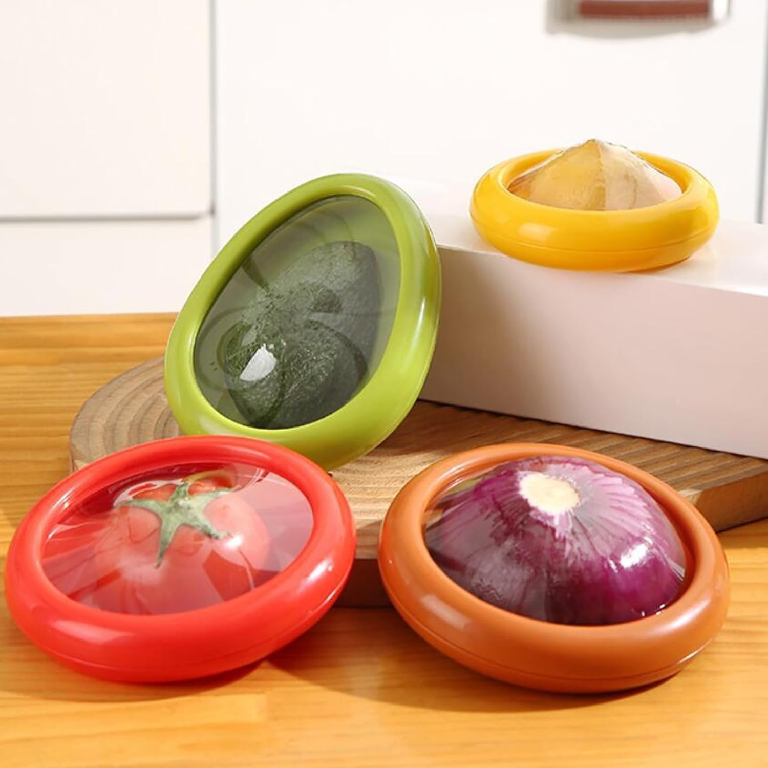 4PC Silicone Fruit Storage Box, Fruit and Vegetable Anti-Oxidation Storage Box, Onion Tomato Saver Reusable Fruit Vegetable Containers for Fridge Keep Fresh, for Refrigerator Lemons,Potatoes (4Pcs) image number 4